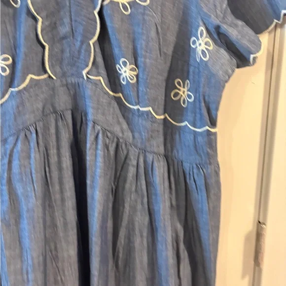 WAYWARD FANCIES ESHAKTI Blue & Cream Embroidered Maxi Dress Size 3X - Picture 7 of 14